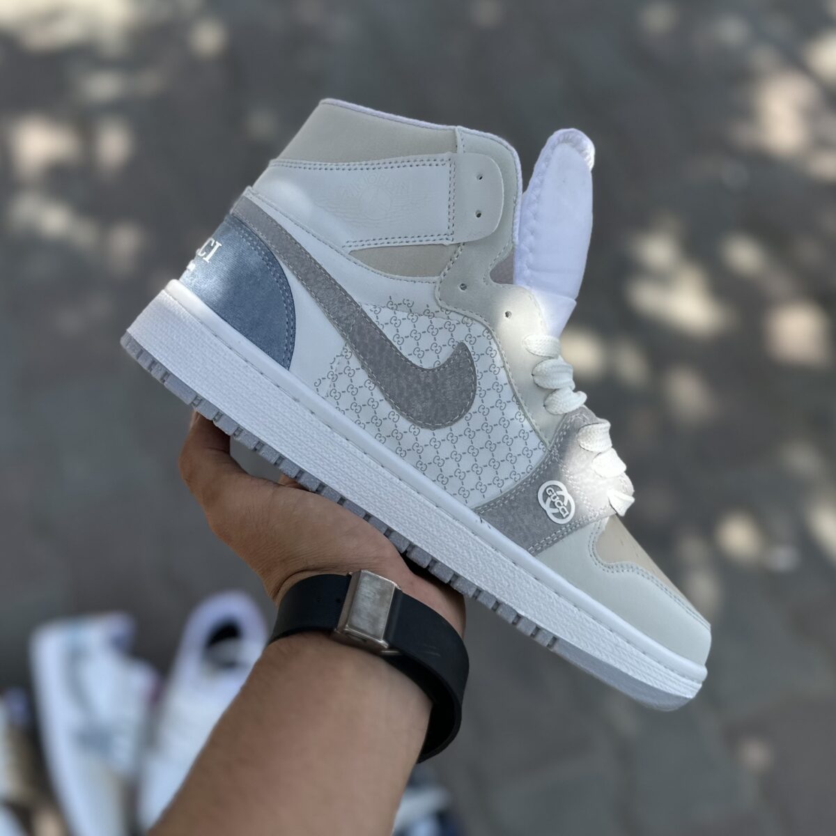 IMG_2327-1200x1200 کتانی ایر جردن ۱ گوچی (Air Jordan 1 x Gucci) مدل پاریس ساقدار|سایز۳۷_۴۰ - Image 1