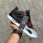 کتانی جردن ۴ (Jordan 4) ترکیب رنگ مشکی و قرمز|سایز ۴۱_۴۴