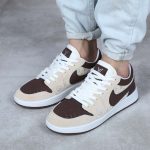 کتونی مردانه ایر جردن ۱ (Air Jordan 1) – قهوه‌ای و کرم (استایل اسپرت)|سایز41_44 - Image 3
