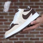 کتونی مردانه ایر جردن ۱ (Air Jordan 1) – قهوه‌ای و کرم (استایل اسپرت)|سایز41_44 - Image 7
