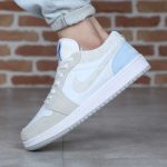 کتونی مردانه ایر جردن ۱ (Air Jordan 1) – آبی، سفید و بژ (کد HP)|سایز41_44 - Image 3