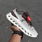 کتانی دخترانه رانینگ (On Running) مدل QC سفید قهوه‌ای|سایز37_40